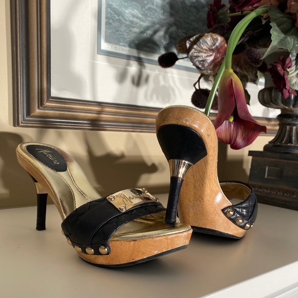 MARCIANO WOODEN STILETTO SANDALS - Picture 6 of 13
